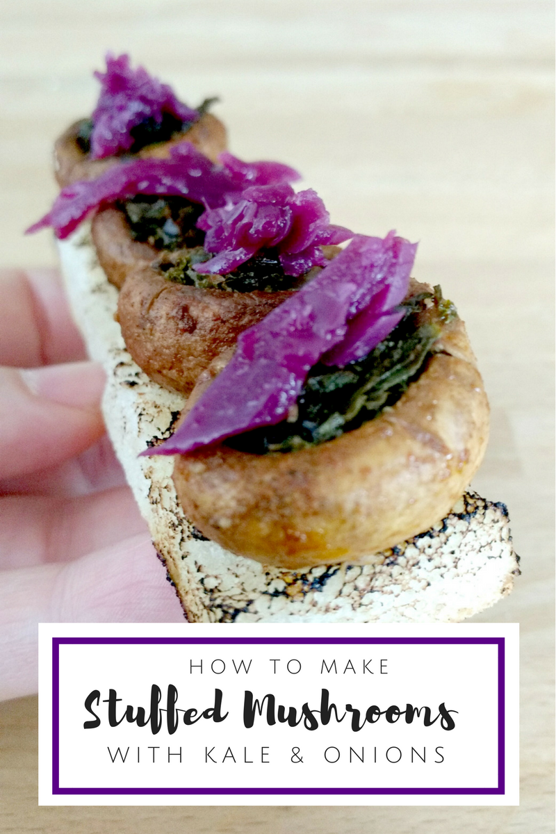Easy {Passover-Friendly} Stuffed Mushrooms with Kale and Onions