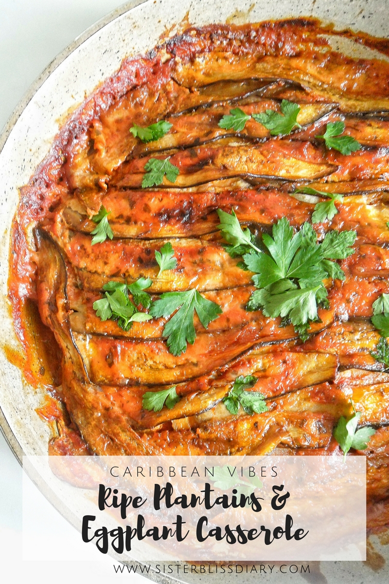 Ripe Plantains and Eggplants Casserole with Coconut Milk