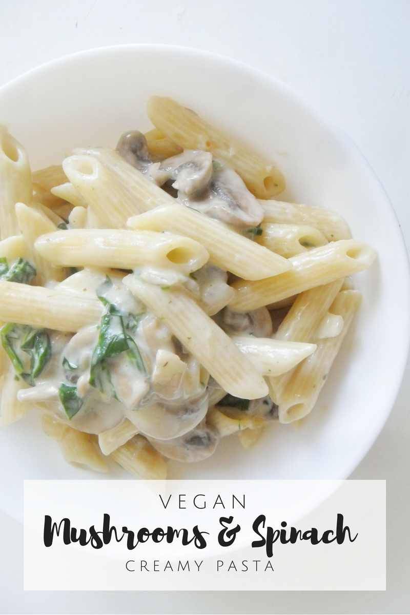 Mushrooms & Spinach Creamy Pasta