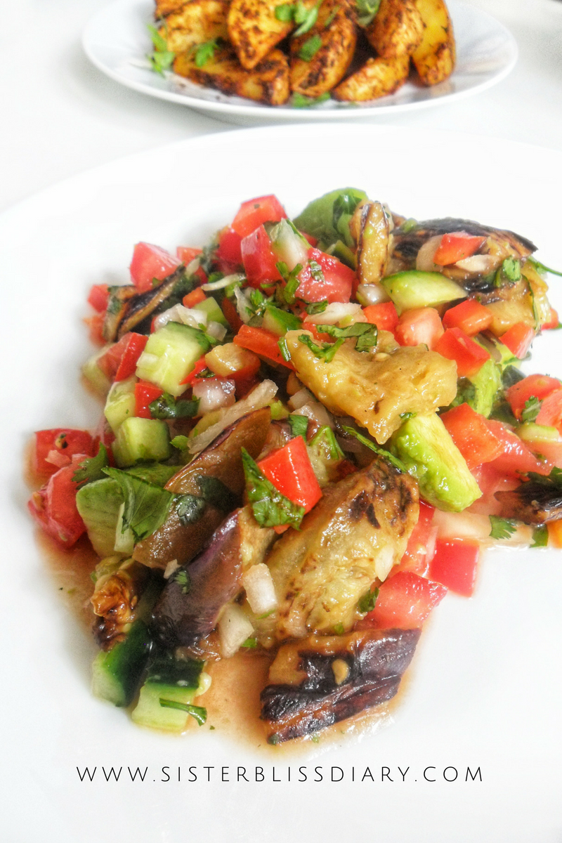 Grilled Eggplant Avocado Salad 