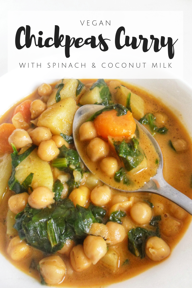Chickpeas & Spinach Curry {Vegan, GF}